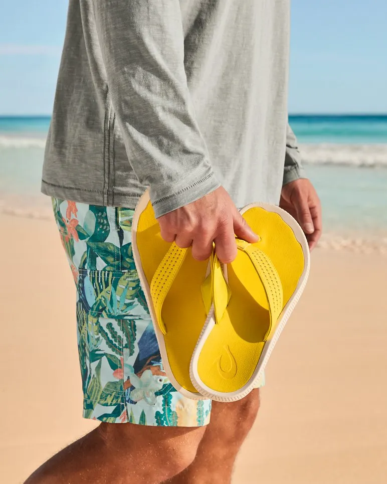 Men's OluKai® Ulele Sandals - Yellow Hibiscus
