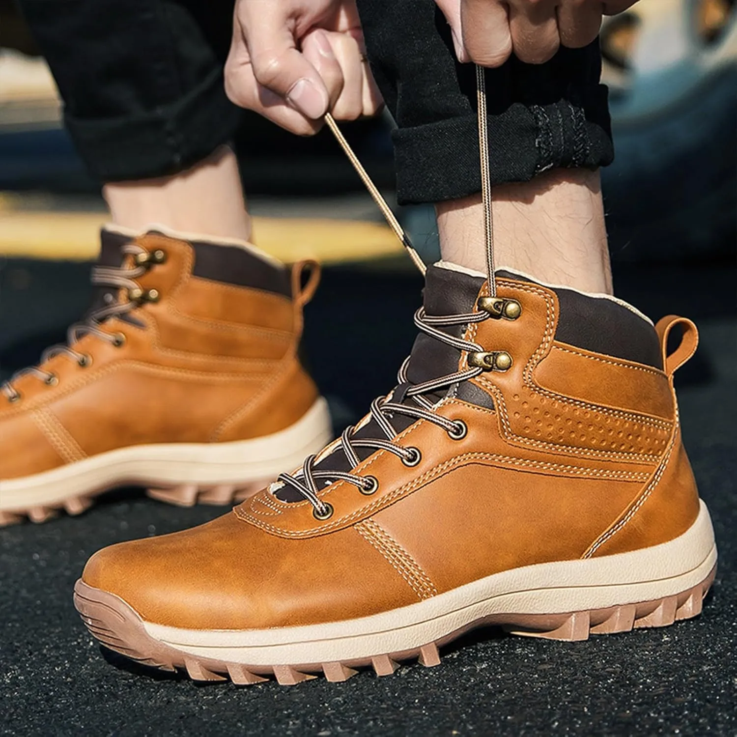 Mens Work Boots Soft Toe Hiking Sneakers Boot with Comfort Women's Safety Shoes Non Steel Toe Waterproof Outdoor Shoes Lightweight Anti Slip Hike Grounded Footwear