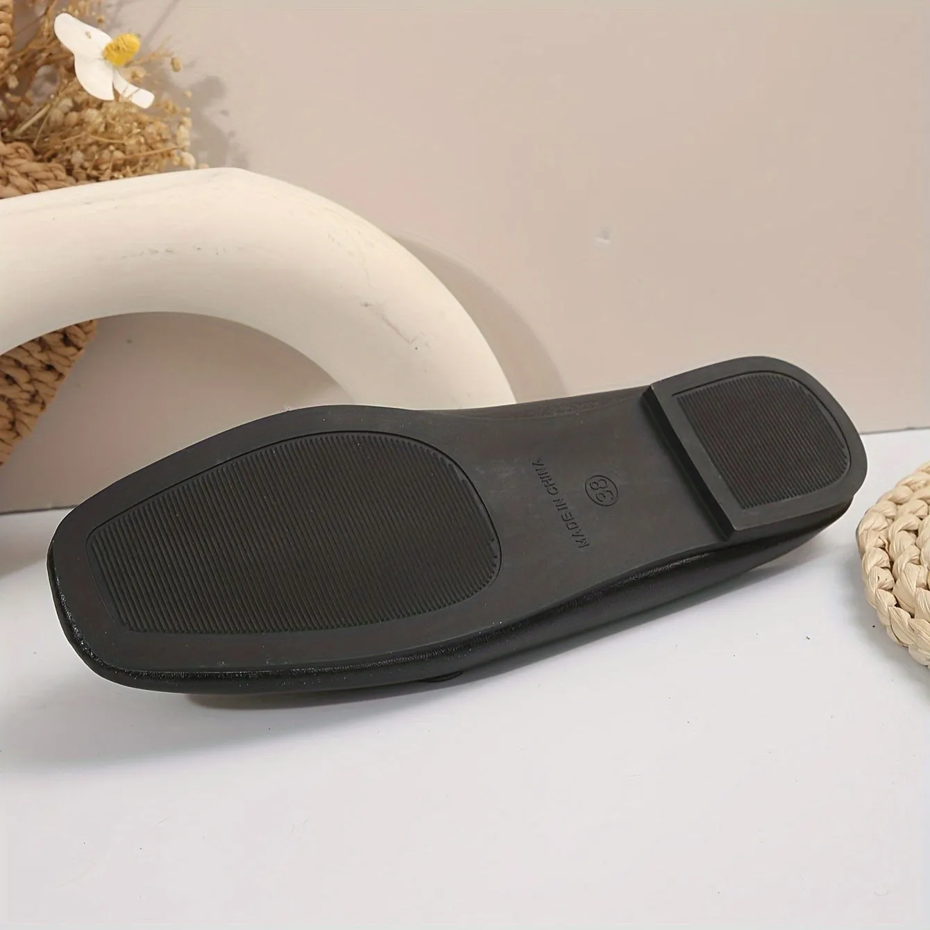 Metalen muiltjes met gesp voor dames, outdoor loafers met vierkante teen