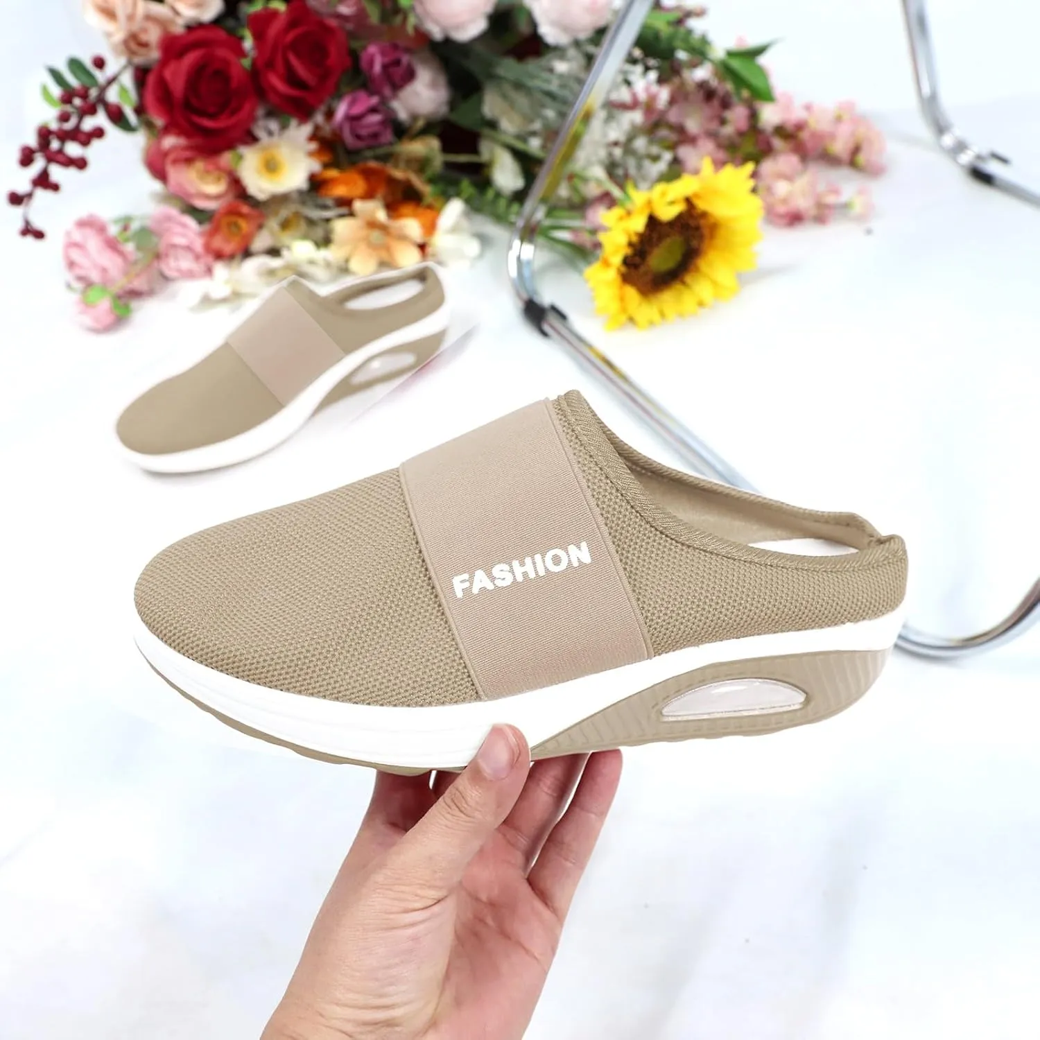 Mules for Women 2025 Summer Slip On Backless Sneakers Closed Toe Wide Width Orthopedic Walking Mesh Beach Sandals