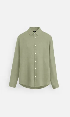 Muted Olive Pure Linen full Sleeve Shirt - AddysForMen