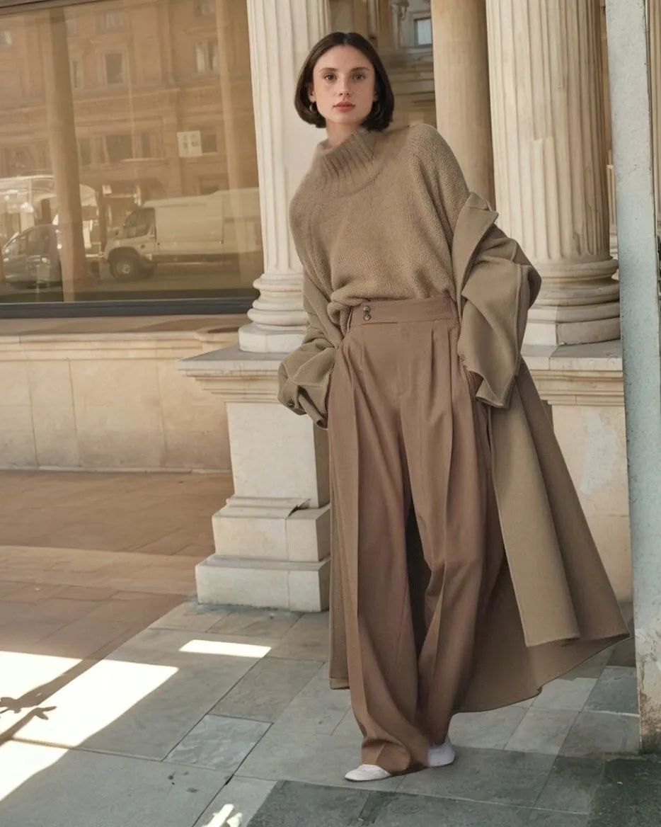 Pleated Wide-leg Trousers