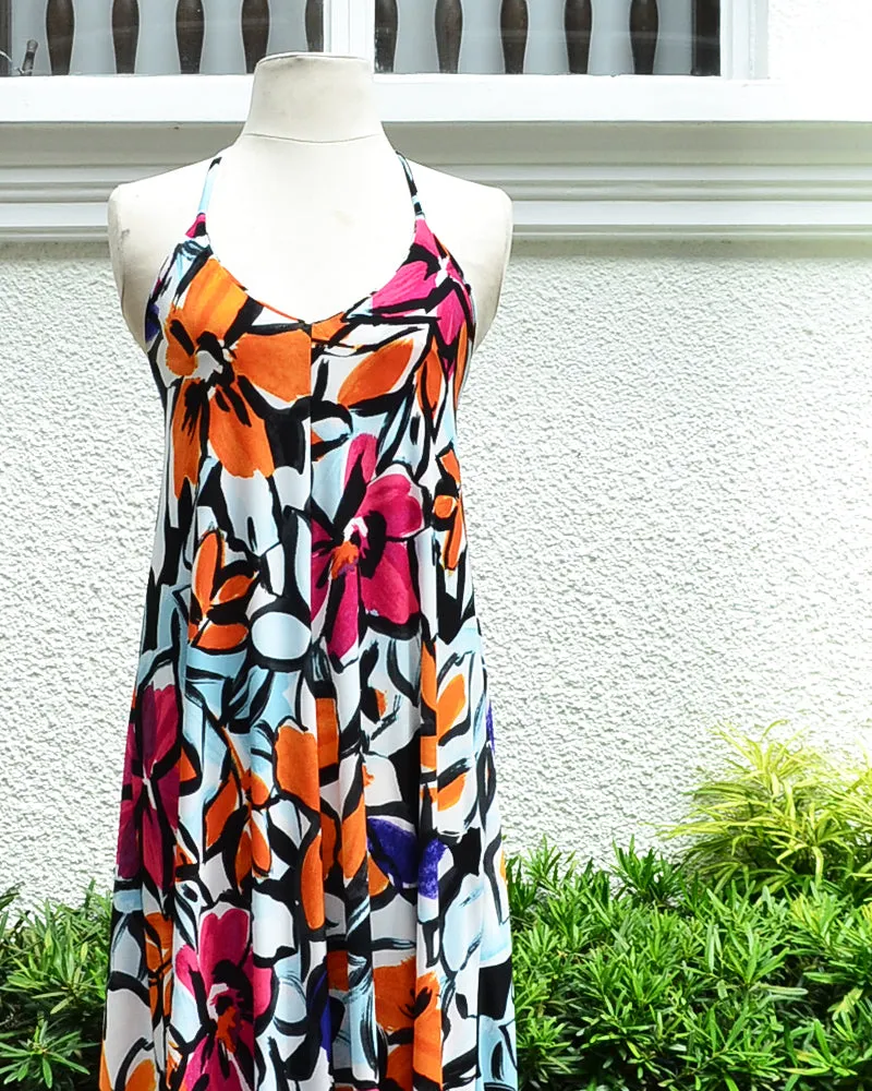 Priscilla Orange/Black Maxi Dress