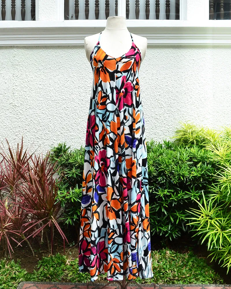 Priscilla Orange/Black Maxi Dress