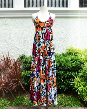 Priscilla Orange/Black Maxi Dress