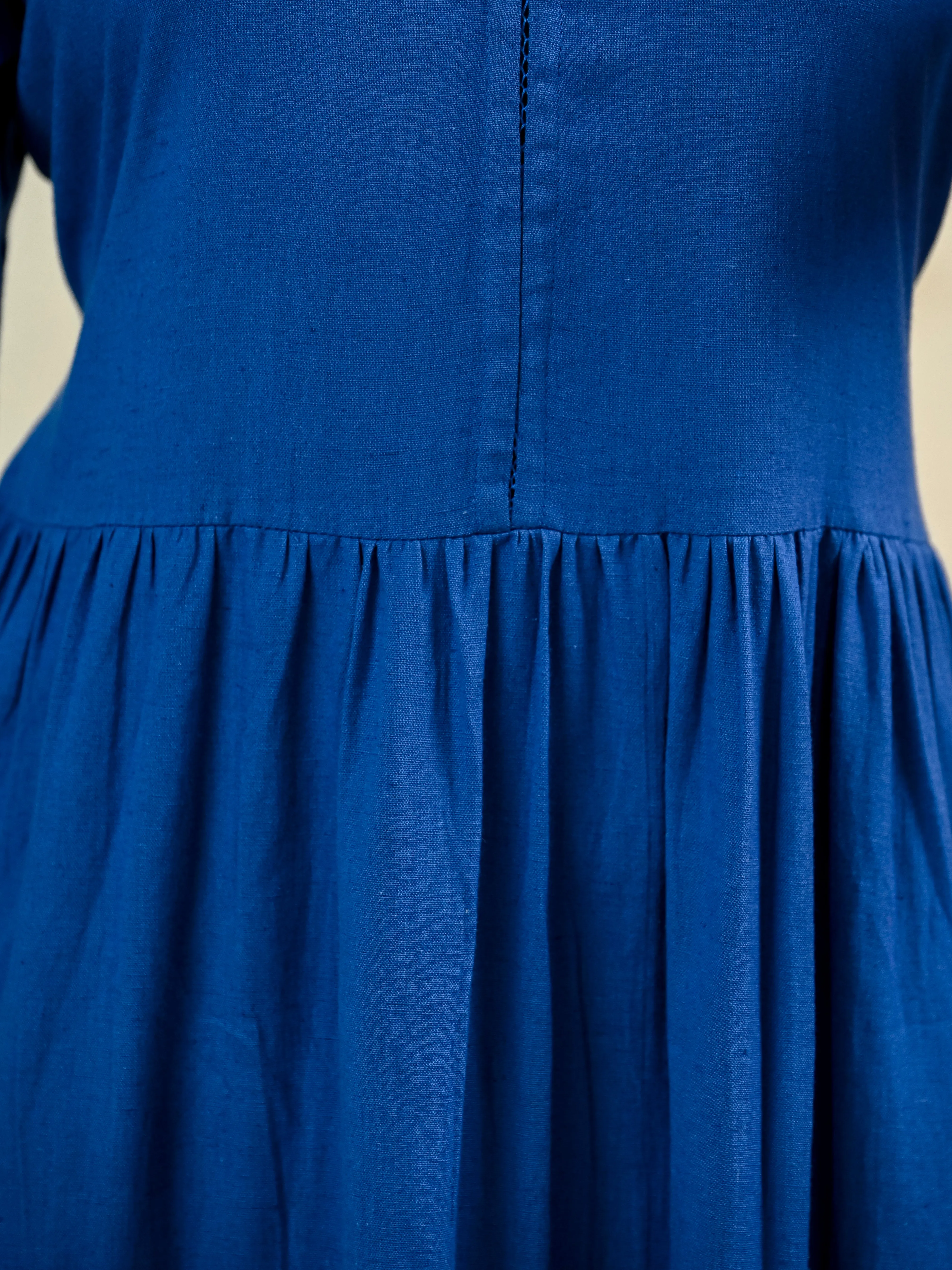 ROYAL BLUE COTTON LONG TIER DRESS