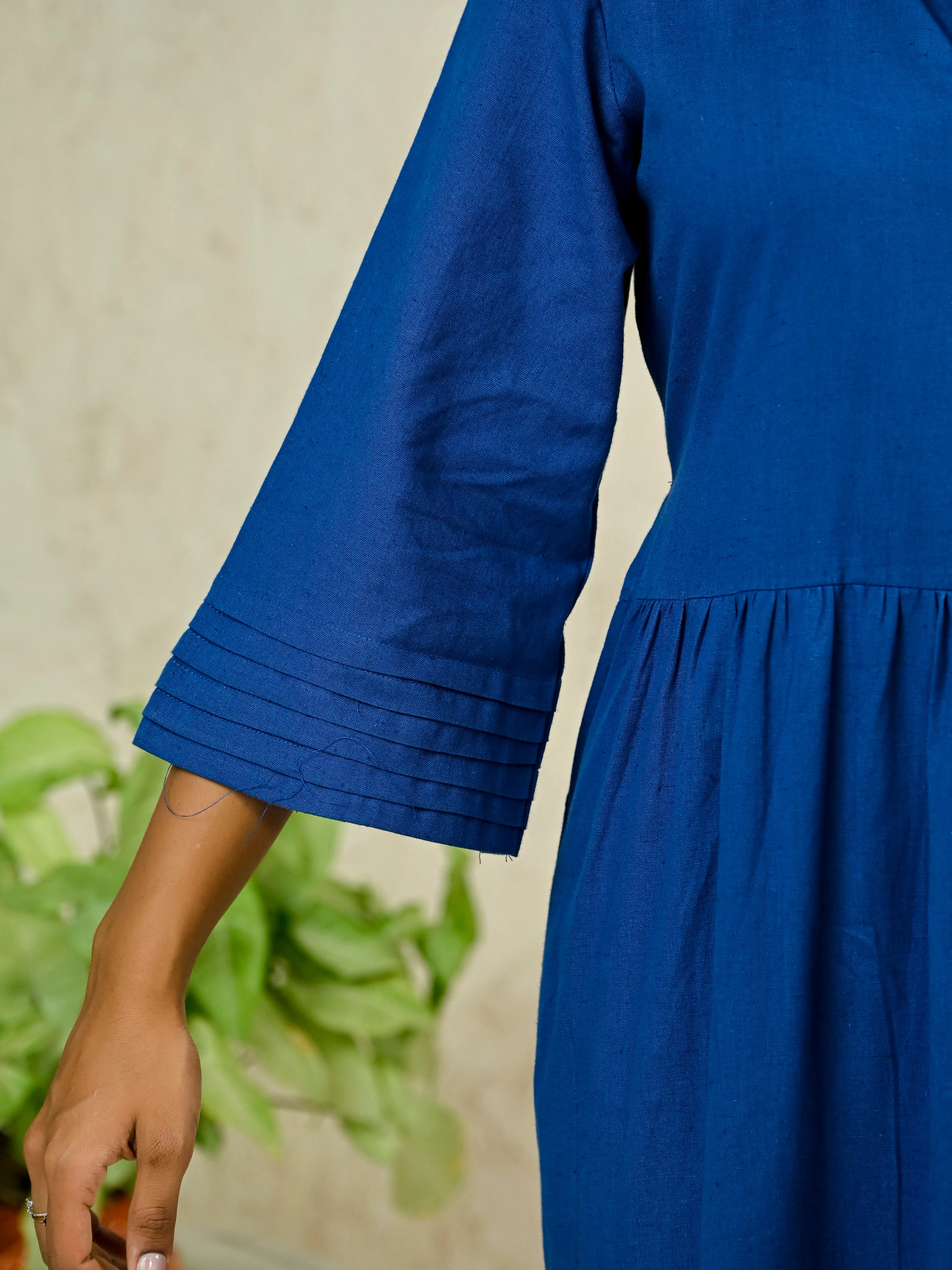 ROYAL BLUE COTTON LONG TIER DRESS