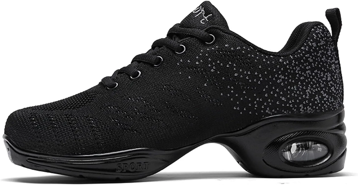 SECHRITE Womens Mens Jazz Dance Sneakers Lace Up Split Sole Dance Shoes