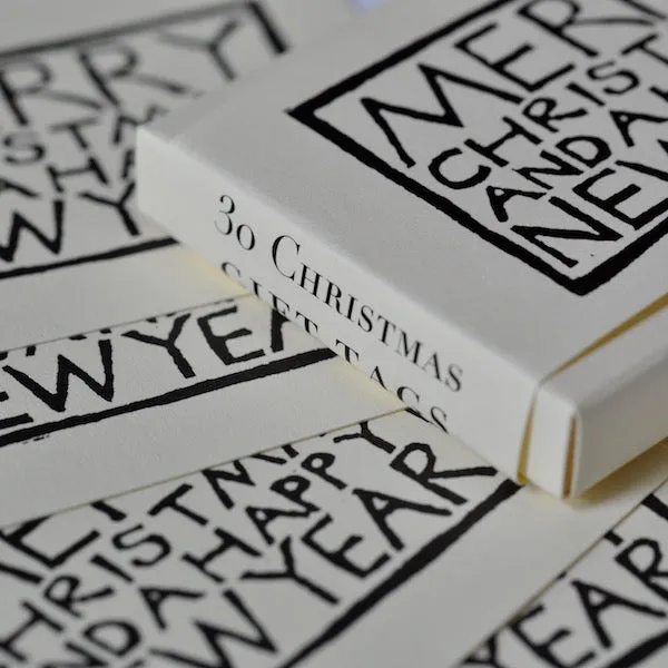 Set of Simple Christmas Tags - Black