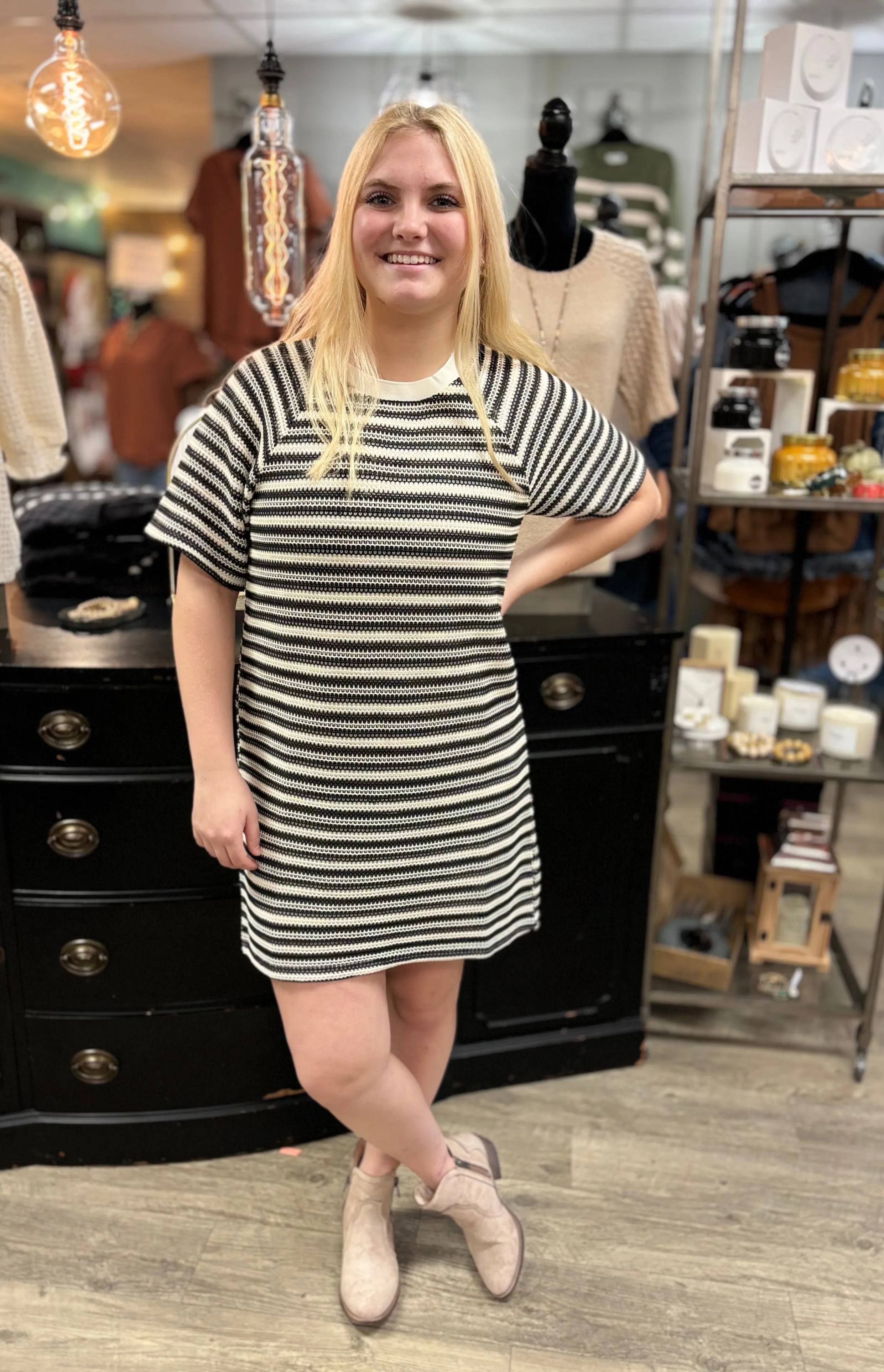 Sherri Sheer Knit Shirt Dress