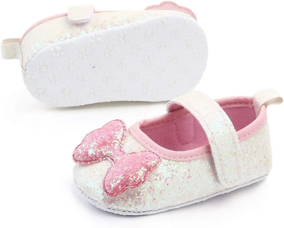 Shoes for Girls Indoor Walking Shoes Girls Bow-Knot Shoes Baby Soft-Soled Infant Princess Baby Shoes White Shoes