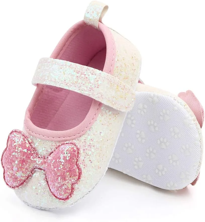 Shoes for Girls Indoor Walking Shoes Girls Bow-Knot Shoes Baby Soft-Soled Infant Princess Baby Shoes White Shoes