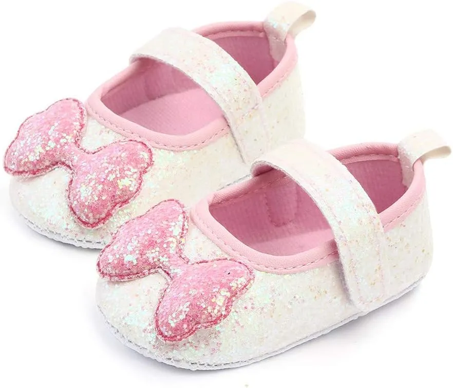 Shoes for Girls Indoor Walking Shoes Girls Bow-Knot Shoes Baby Soft-Soled Infant Princess Baby Shoes White Shoes