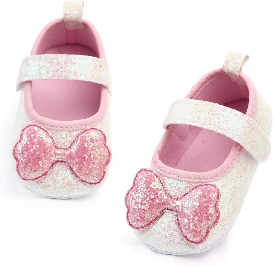 Shoes for Girls Indoor Walking Shoes Girls Bow-Knot Shoes Baby Soft-Soled Infant Princess Baby Shoes White Shoes