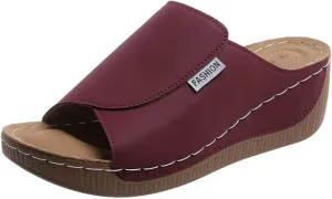 Slippers for Women Summer Beach Platform Sandals Slip on Wide Width Sandals Leather Wedge Slippers Walking Shoes