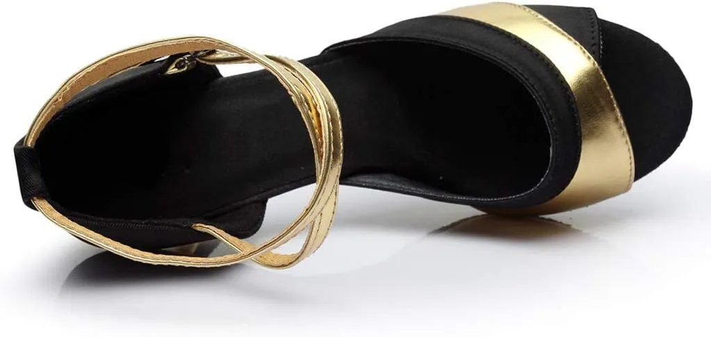 Strappy Heels for Women Leather Latin Ballroom Sandals Latin Dance Tango Shoes Performance Practice Dancing Shoes