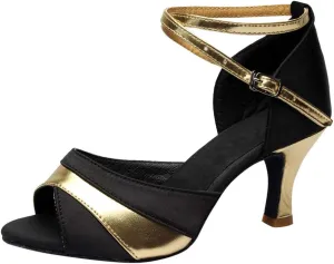 Strappy Heels for Women Leather Latin Ballroom Sandals Latin Dance Tango Shoes Performance Practice Dancing Shoes