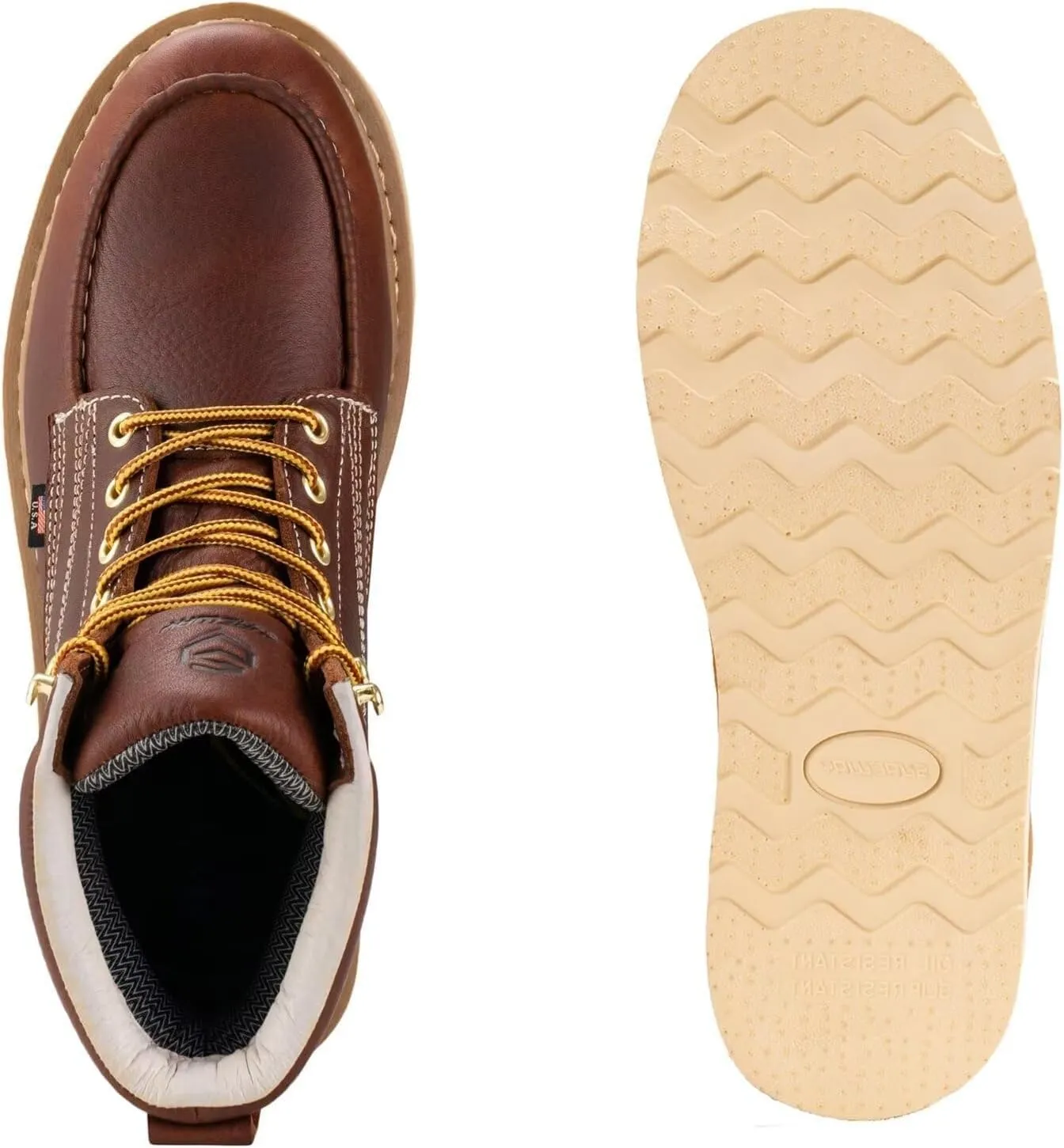 SUREWAY 6 in Mens Waterproof Steel Toe Work Boots for Men-Full Grain Leather,Goodyear,Non-Slip EH Safety Industial Construction Wedge Moc Toe Work Boots/Shoes
