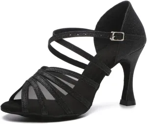 SWDZM Women's Ballroom Dance Shoes Latin Salsa Bachata Professional Performance Sparkly Dancing Shoes,Model YCL510