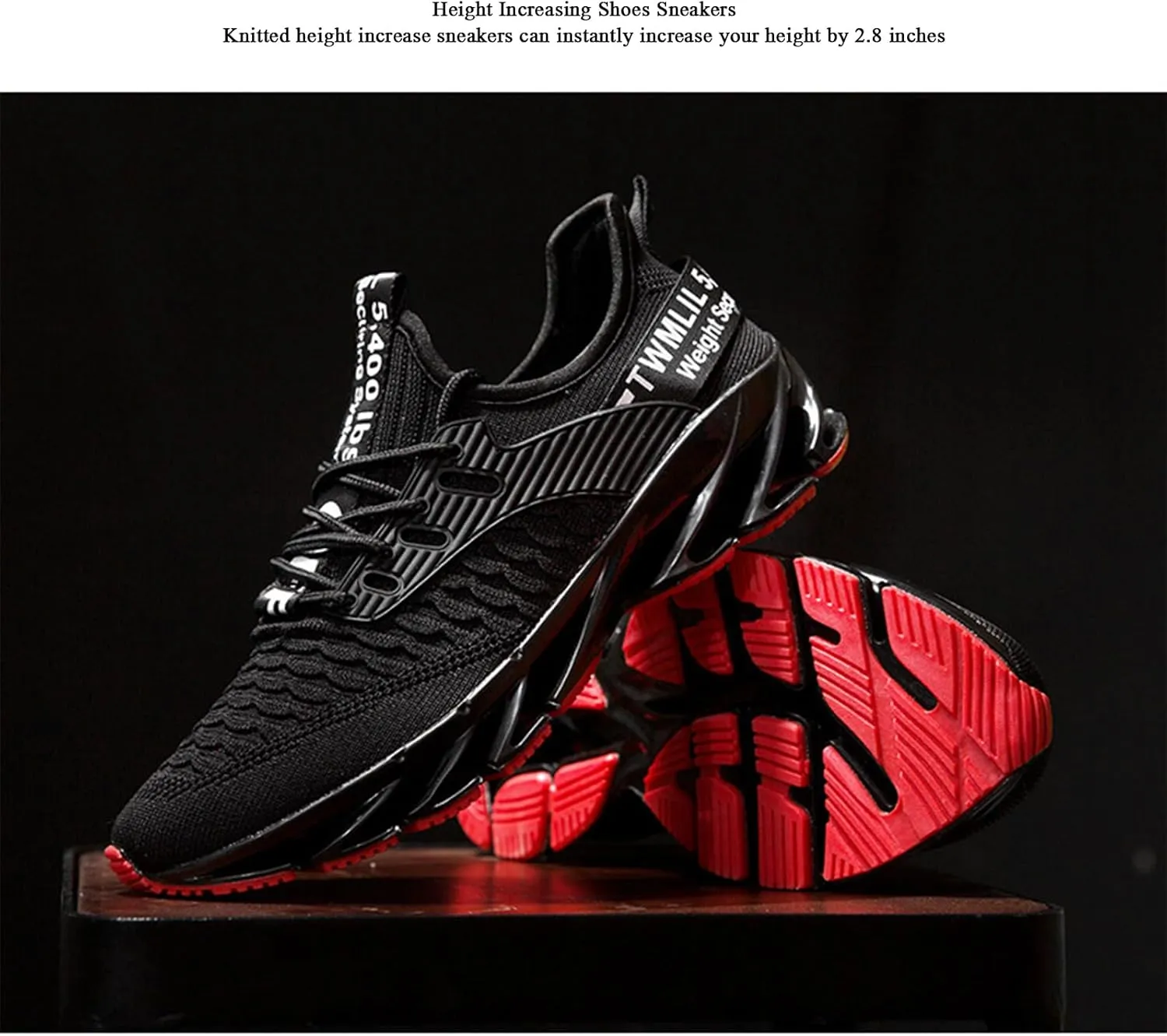 Tallboost Sneakers, Height Increasing Shoes Sneakers, Breathable Knit Slip on Sneakers Lightweight Athletic Gym Shoes Mens Walking Shoes