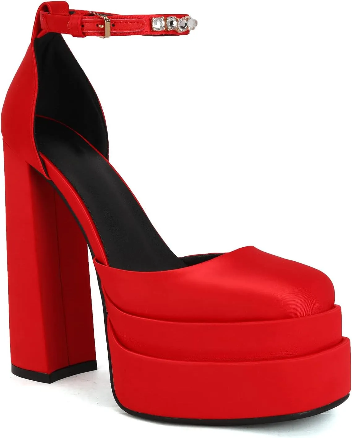 THESHY Womens Platform Chunky High Block Heels Ankle Strap Buckles Wedge Dress Pumps Fashion Shoes for Women
