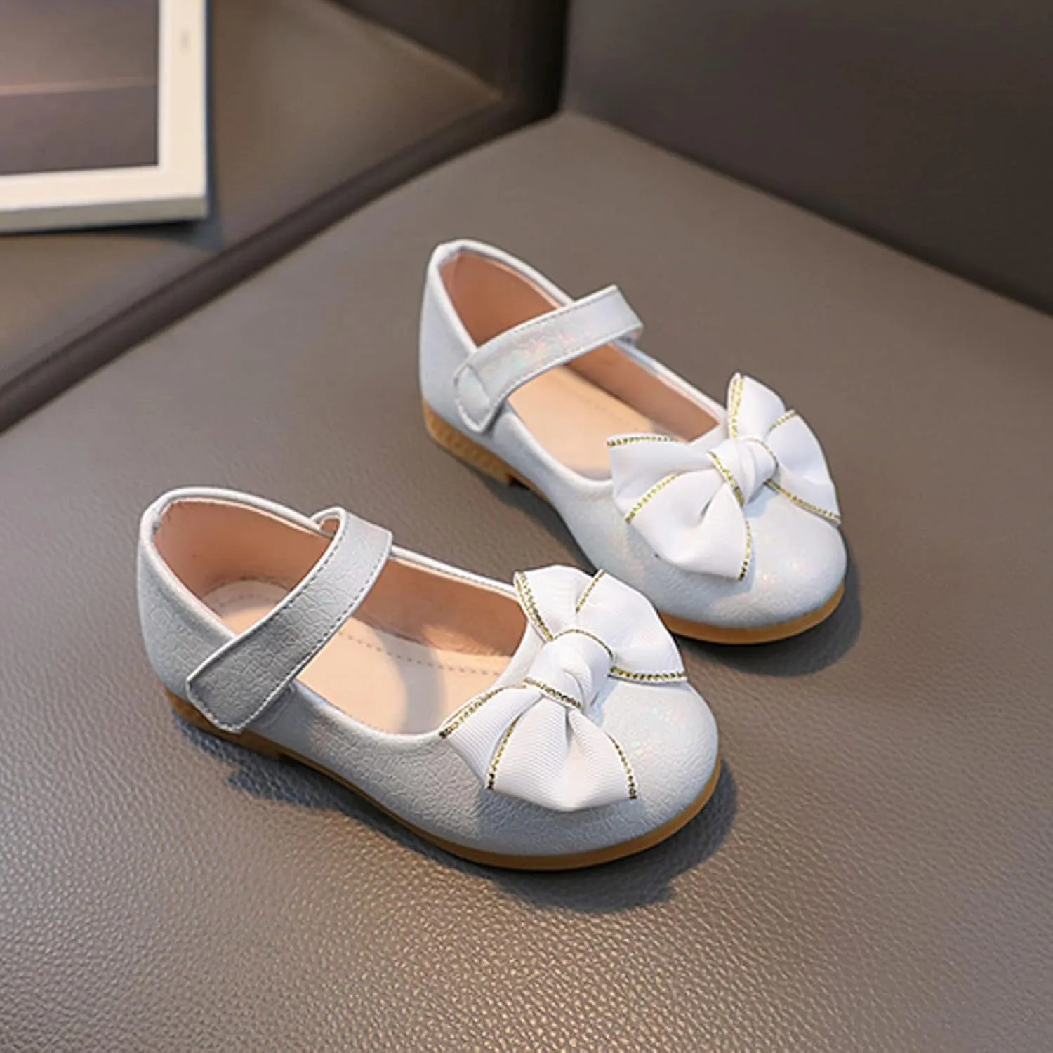 Toddler Girl Marry Jane Dress Shoes Bow Prom Part Wedding Flat Ankle Strap Sandal for Kids Infant