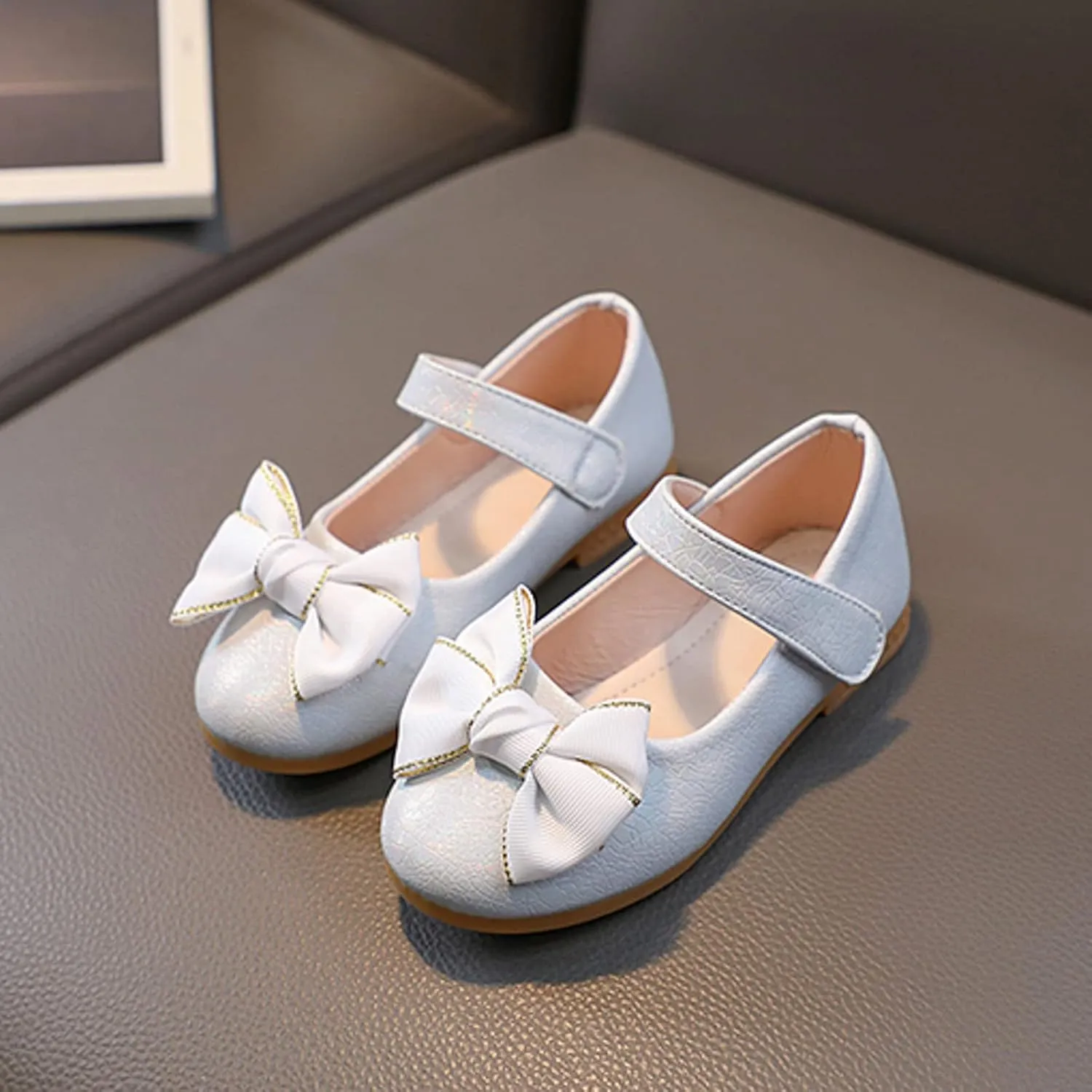 Toddler Girl Marry Jane Dress Shoes Bow Prom Part Wedding Flat Ankle Strap Sandal for Kids Infant