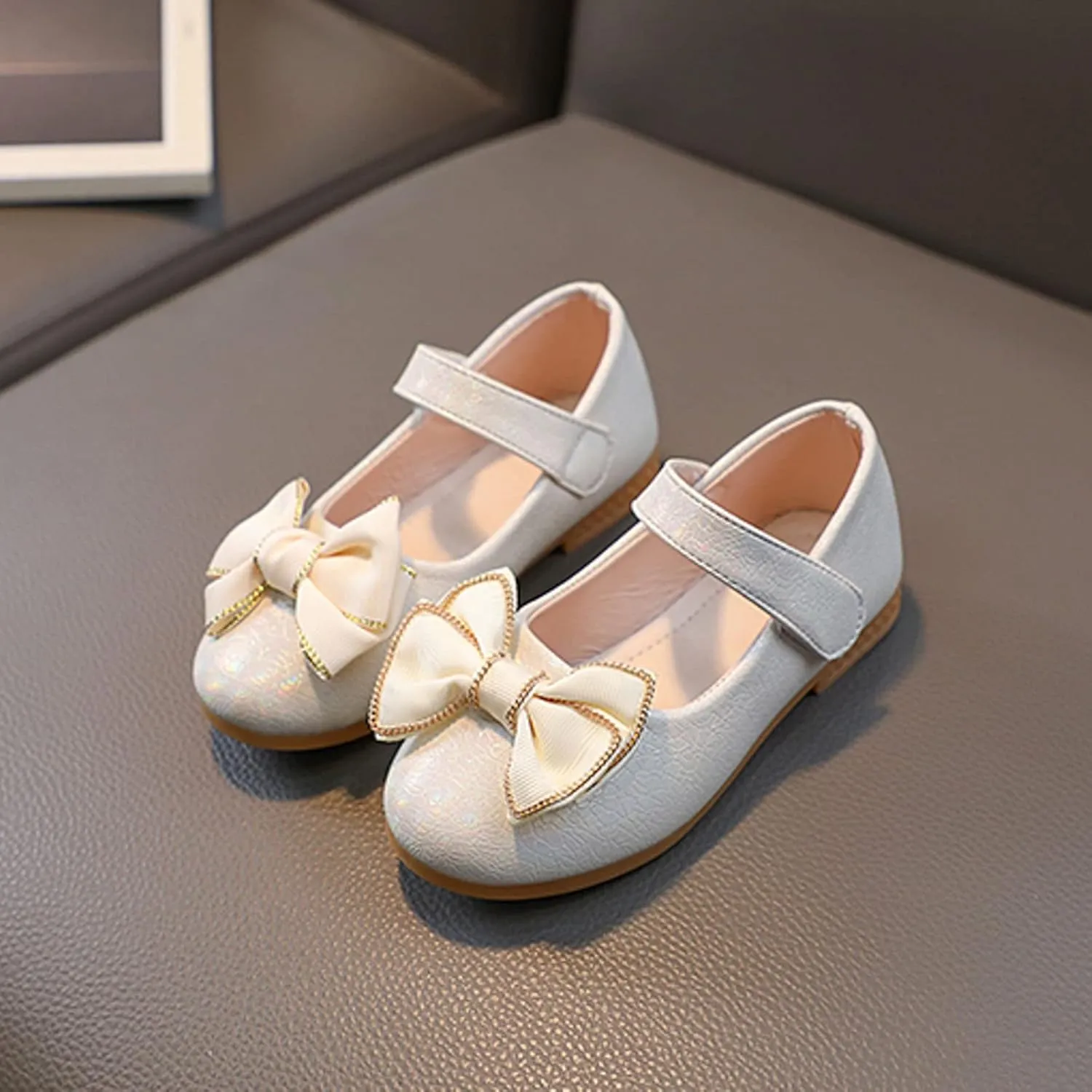 Toddler Girl Marry Jane Dress Shoes Bow Prom Part Wedding Flat Ankle Strap Sandal for Kids Infant