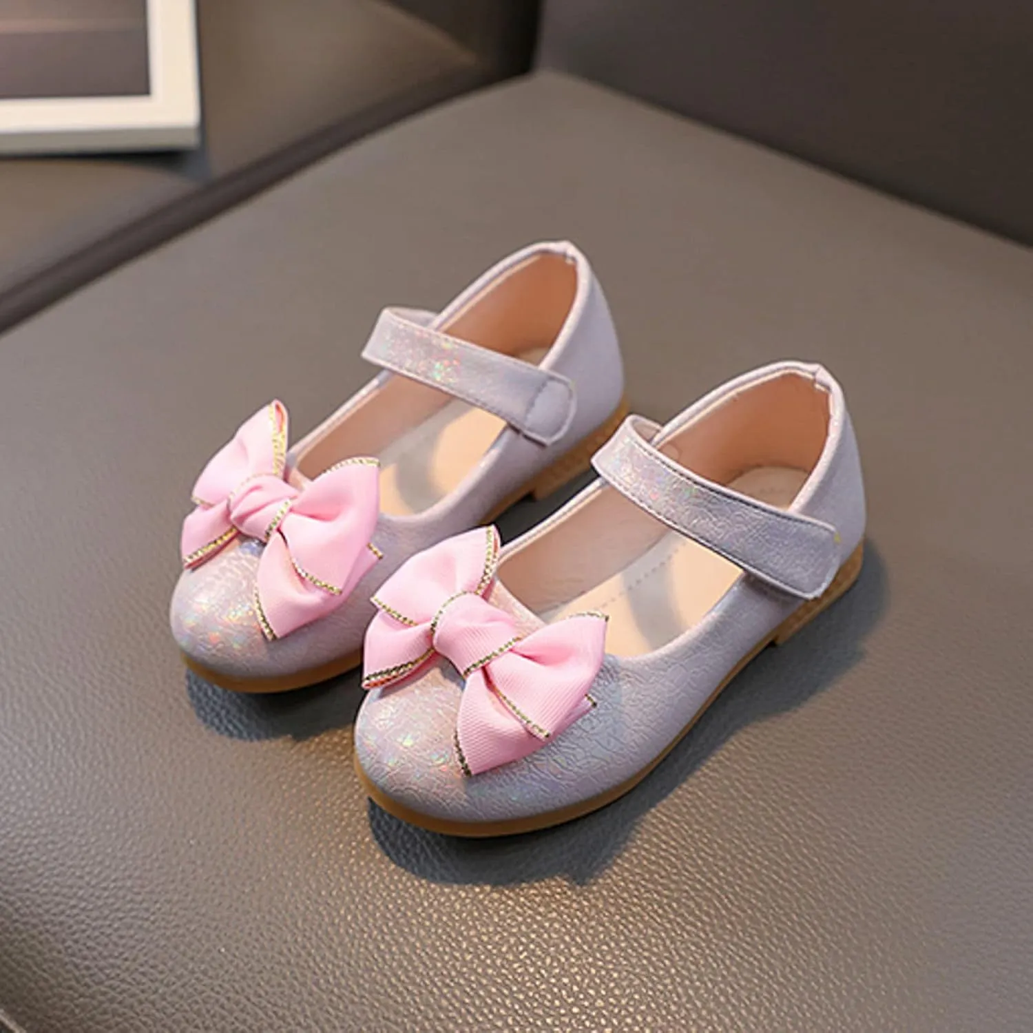Toddler Girl Marry Jane Dress Shoes Bow Prom Part Wedding Flat Ankle Strap Sandal for Kids Infant
