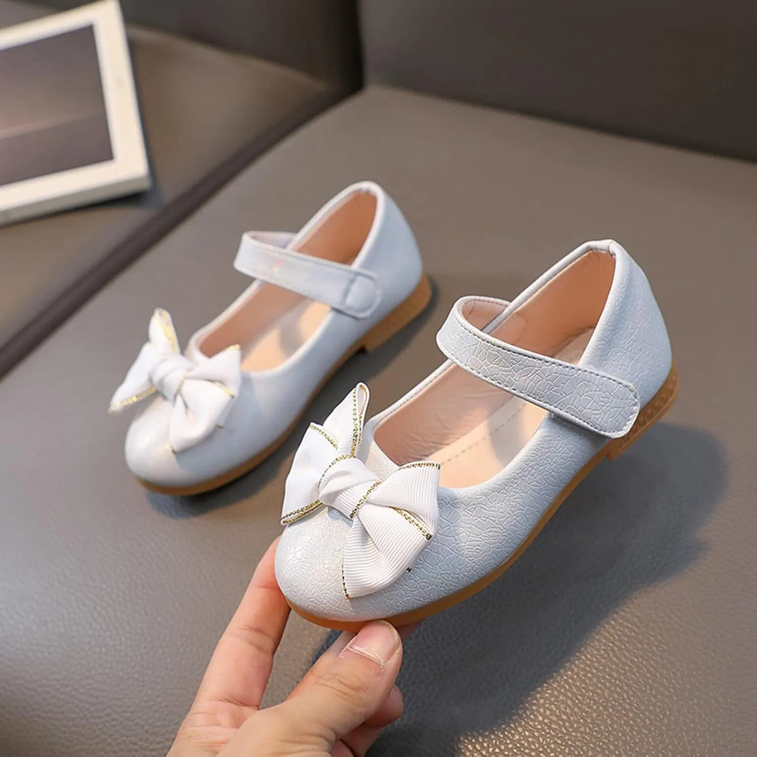 Toddler Girl Marry Jane Dress Shoes Bow Prom Part Wedding Flat Ankle Strap Sandal for Kids Infant