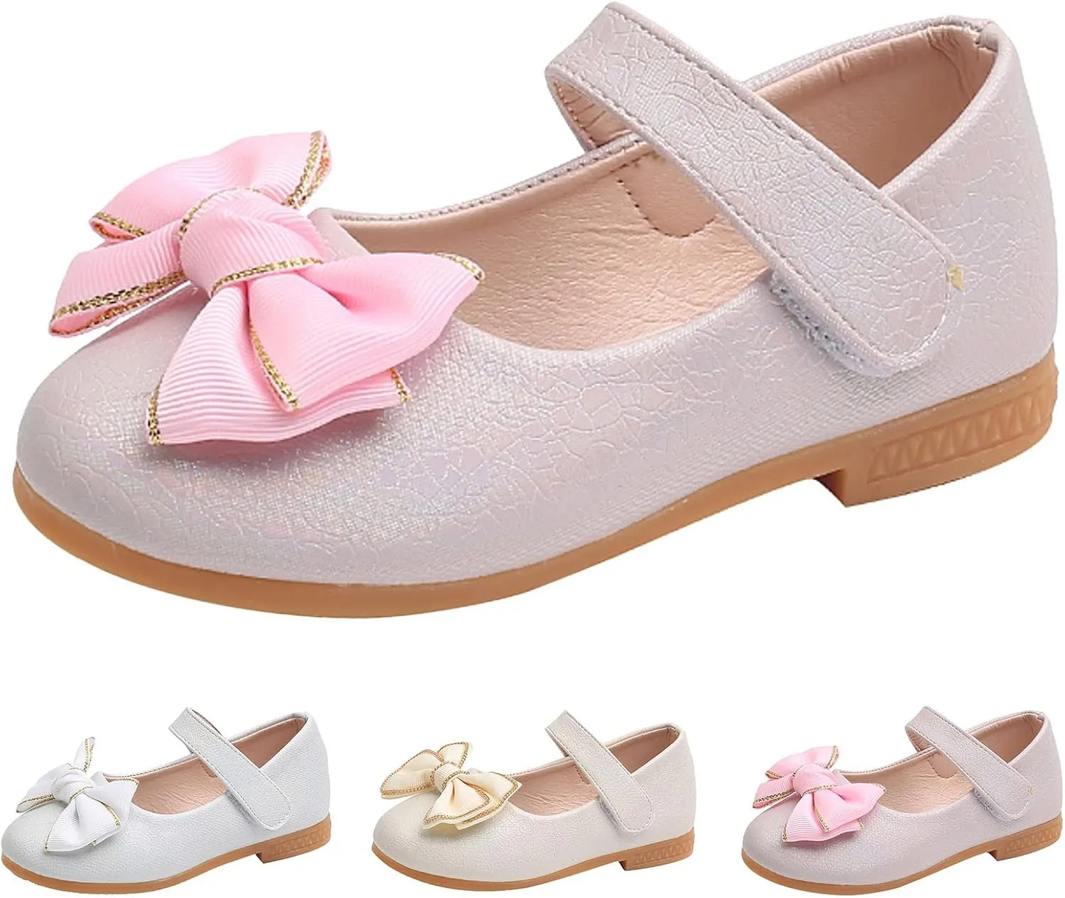 Toddler Girl Marry Jane Dress Shoes Bow Prom Part Wedding Flat Ankle Strap Sandal for Kids Infant