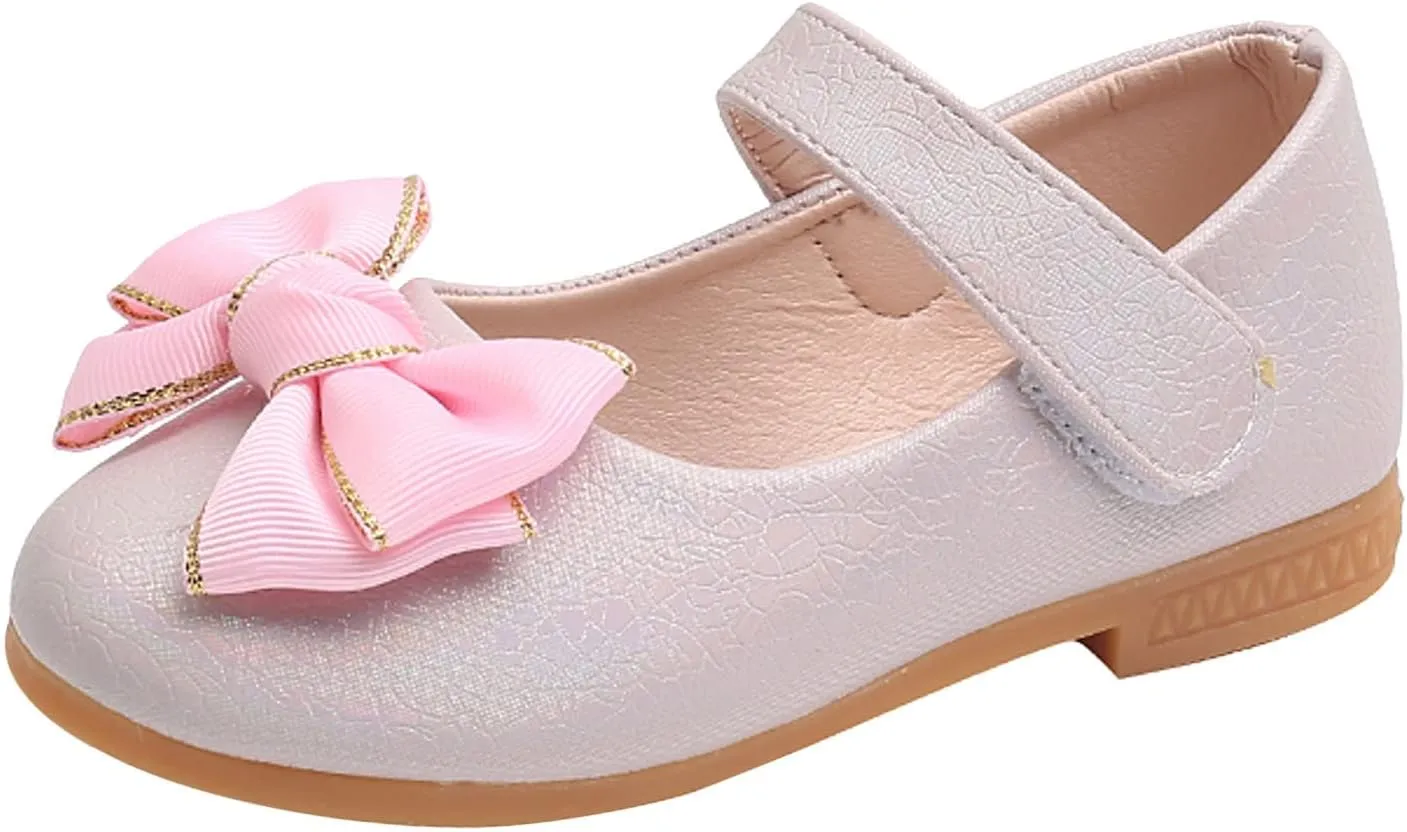 Toddler Girl Marry Jane Dress Shoes Bow Prom Part Wedding Flat Ankle Strap Sandal for Kids Infant