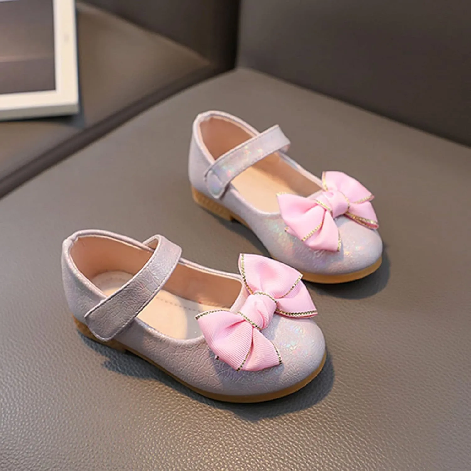 Toddler Girl Marry Jane Dress Shoes Bow Prom Part Wedding Flat Ankle Strap Sandal for Kids Infant