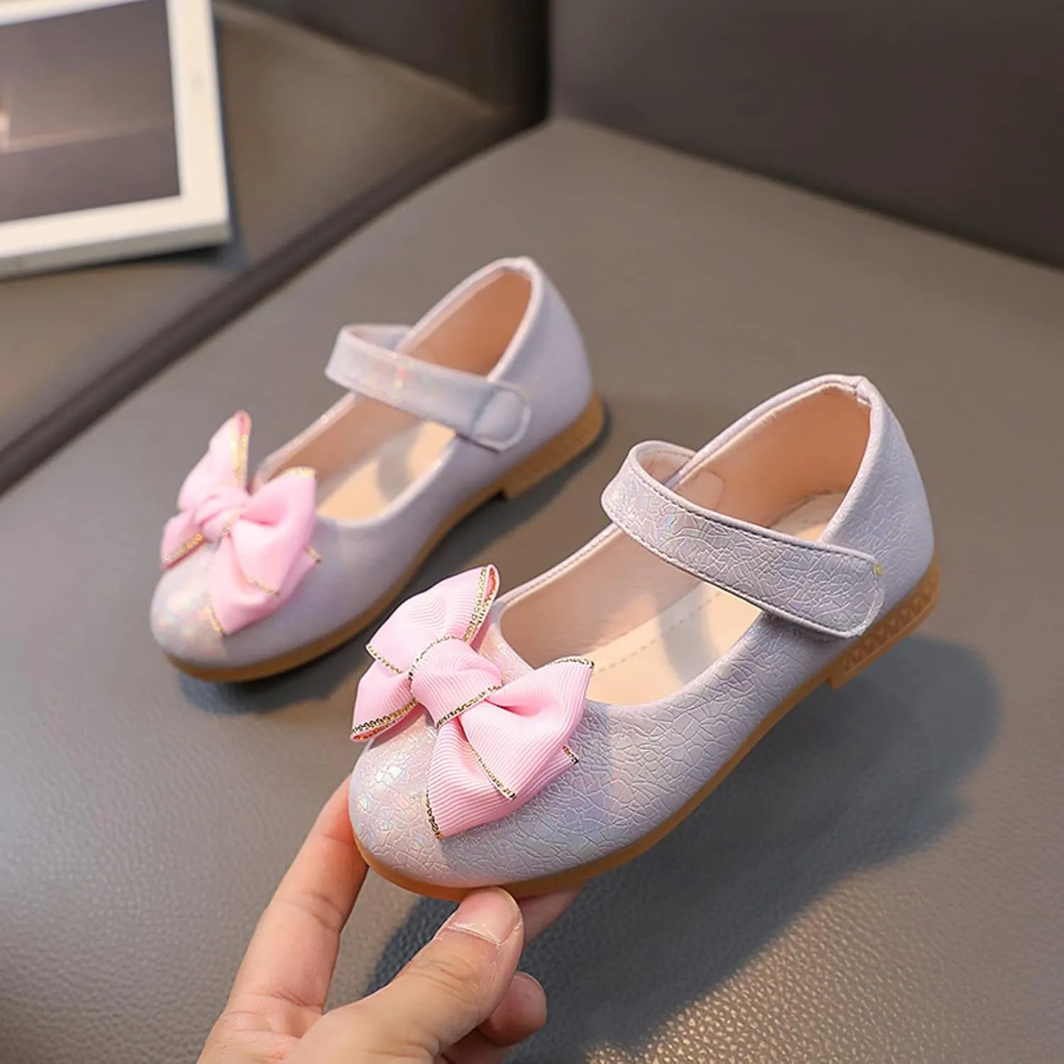 Toddler Girl Marry Jane Dress Shoes Bow Prom Part Wedding Flat Ankle Strap Sandal for Kids Infant