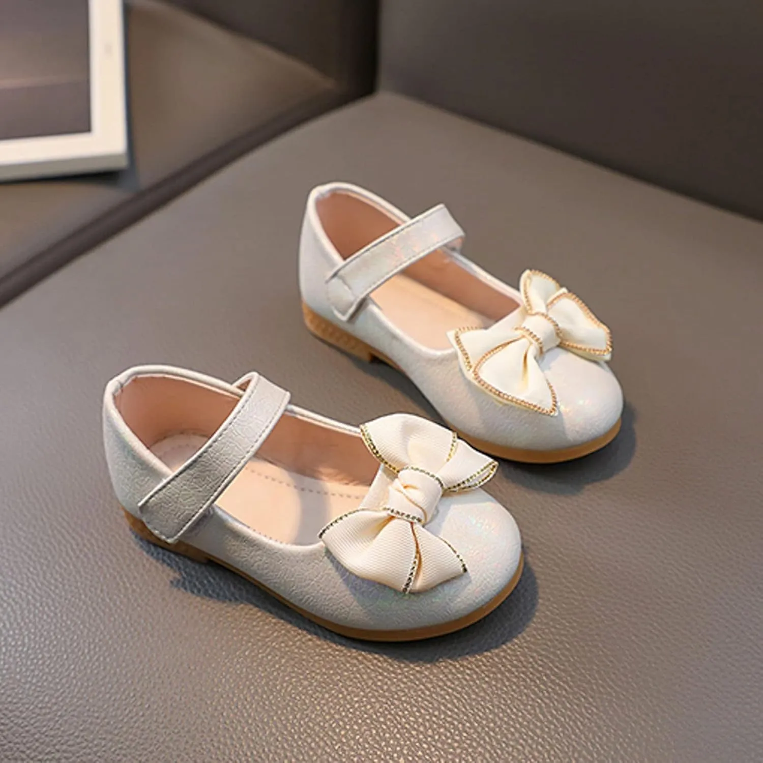 Toddler Girl Marry Jane Dress Shoes Bow Prom Part Wedding Flat Ankle Strap Sandal for Kids Infant