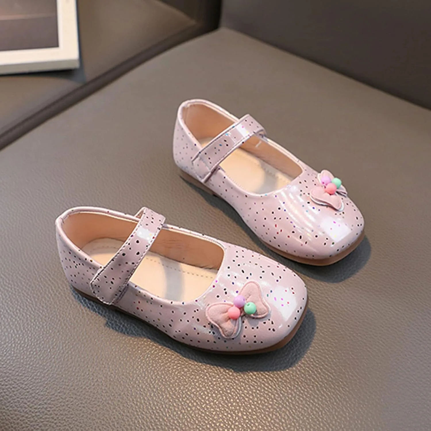 Toddler Girl Mary Jane Shoes Bow Flower Wedding Party Ballet Flats Slip On Round Toe Ankle Strap Sandal