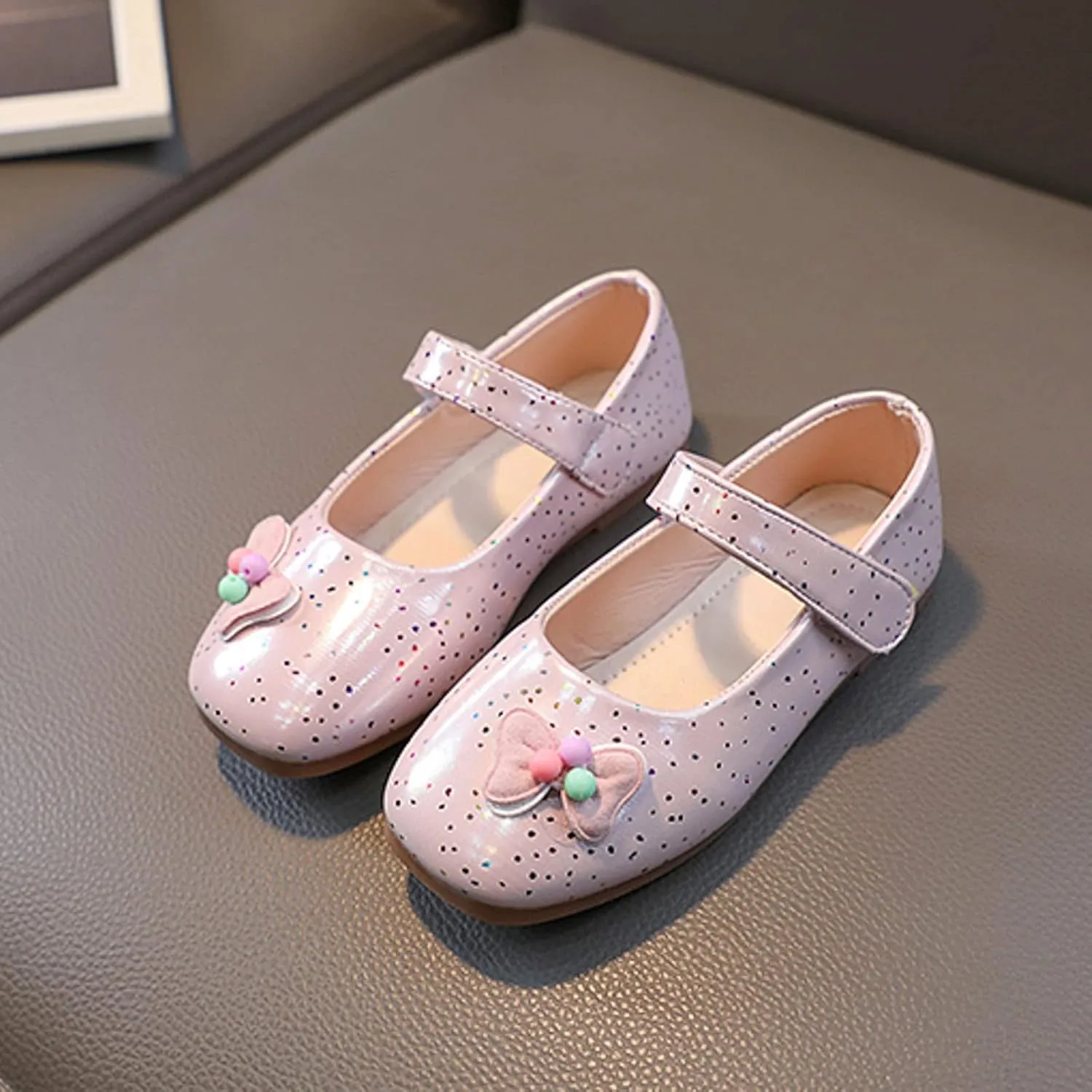 Toddler Girl Mary Jane Shoes Bow Flower Wedding Party Ballet Flats Slip On Round Toe Ankle Strap Sandal