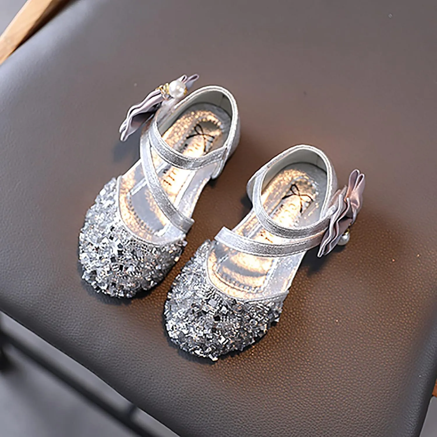 Toddler Girl Shoes,Infant Shoes Sandals Girls Baby Bowknot Kids Crystal Pearl Bling Princess Shoes Gift 1-11 Years