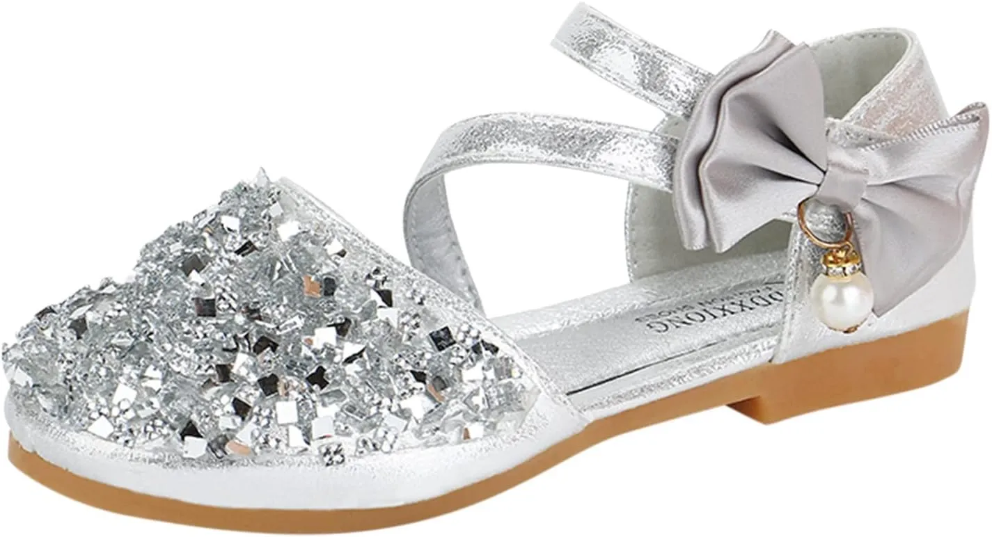 Toddler Girl Shoes,Infant Shoes Sandals Girls Baby Bowknot Kids Crystal Pearl Bling Princess Shoes Gift 1-11 Years