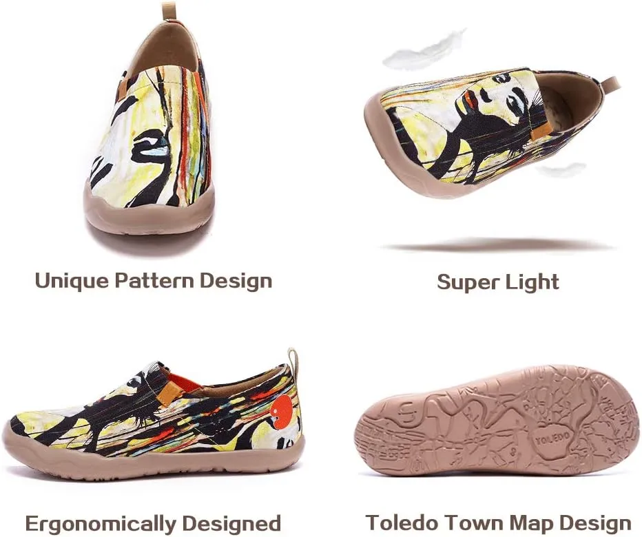 UIN Women's Slip On Sneakers Casual Loafers Knitted Art Painted Comfort Soft Walking Shoes