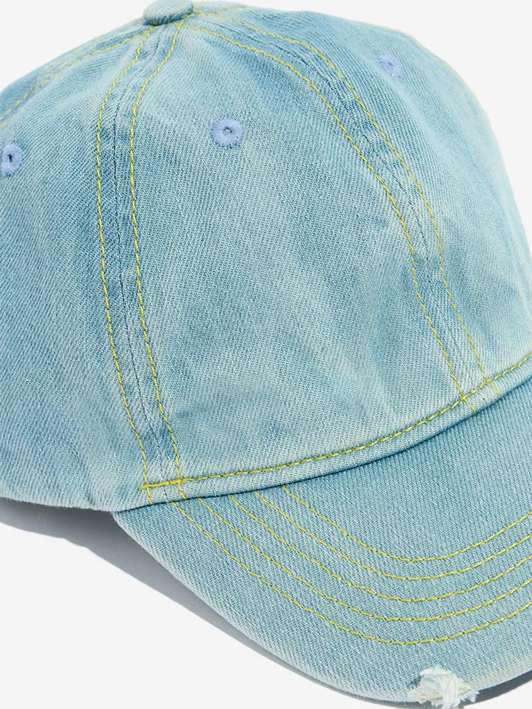 Westside Accessories Blue Distressed Denim Cap