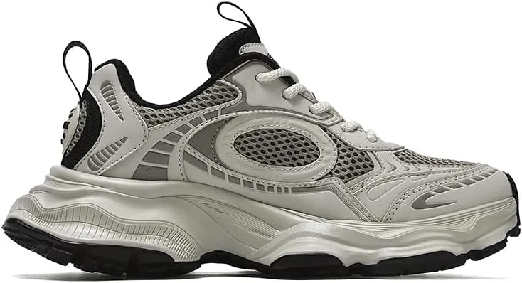 Women Retro Chunky Platform Sneakers Spring Mesh Lace-Up Thick Sole Comfortable Casual Dad Shoes Youth Fashion Daily Wear White Leather Walking Shoes