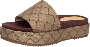 Women's Platform Sandals Comfort Slip-On Canvas Strap, Non-Slip Sole Slide Sandals for Summer