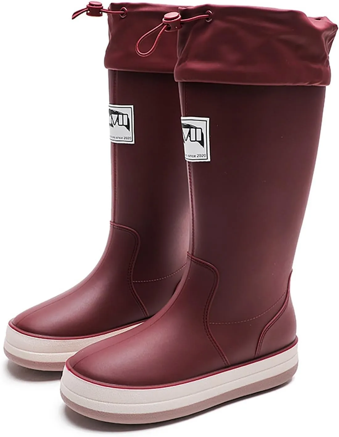 Womens Rain Boots Tall Waterproof Mens Grounded Footwear Lace Up Fall Booties 2024 Low Heel Slip On Barefoot Shoes Women's Ankle Rain Boots Rubber Fishing Deck