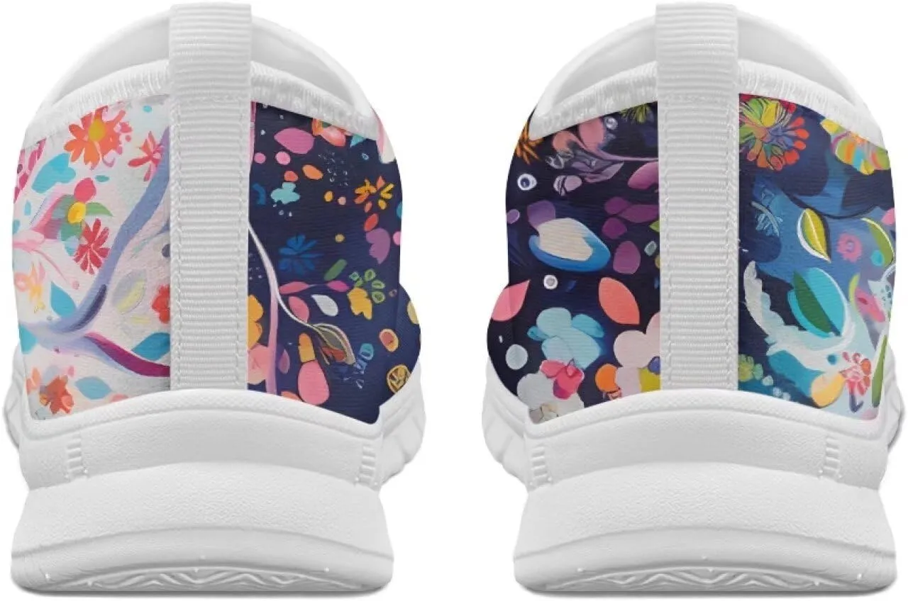 Women's Slip On Sneakers Casual Loafers Mesh Art Pattern Comfort Soft Walking Shoes for Women Daily Work Travel Shoes US Size 5.5-11.5