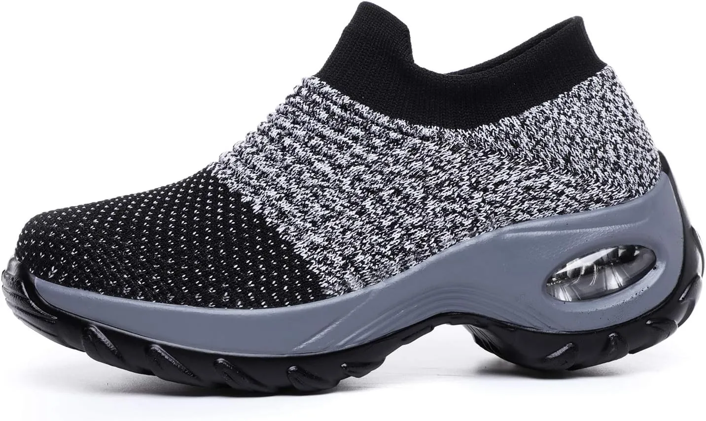 Women's Walking Shoes Breathable Mesh Sneakers Slip On Lightweight Work Shoes Knit Nurse Shoes Air Cushion Gym Modern Dance Shoes