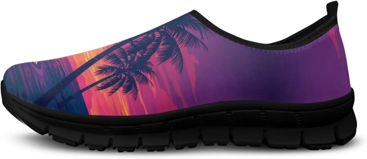 Women's Walking Travel Shoes Slip On Microfiber Casual Loafers Lightweight Comfort Fashion SneakerBlack Sole