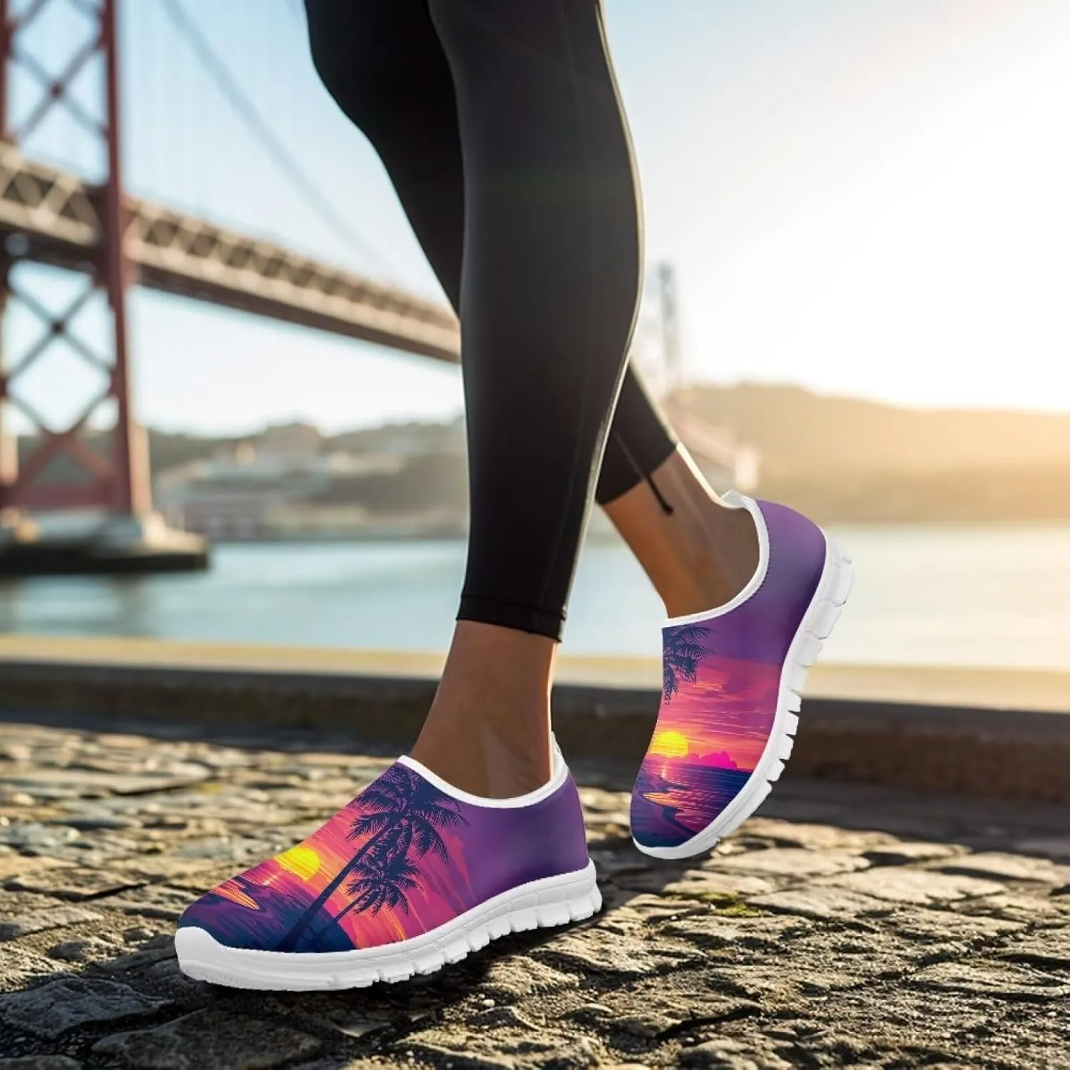 Women's Walking Travel Shoes Slip On Microfiber Casual Loafers Lightweight Comfort Fashion SneakerWhite Sole