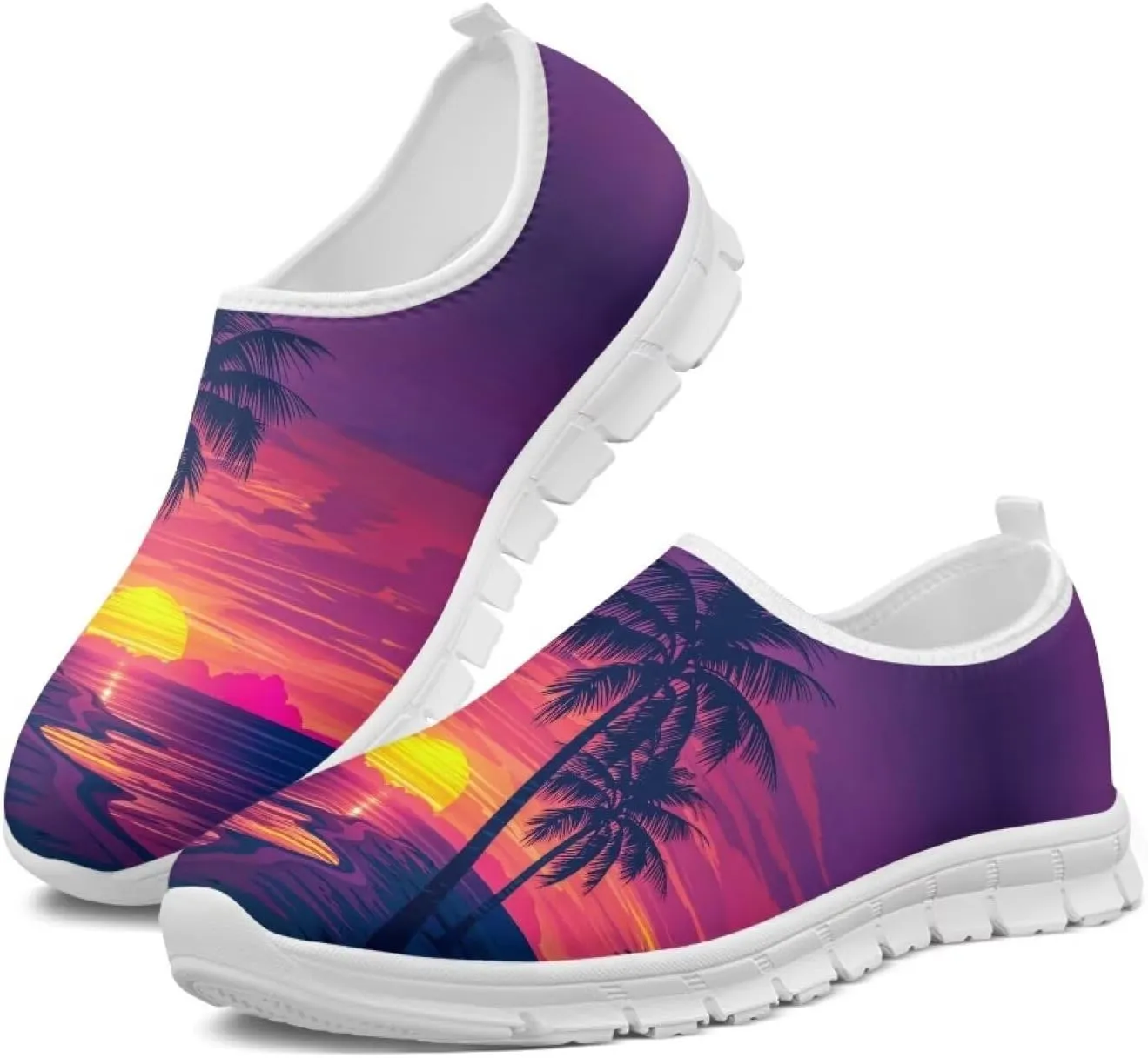 Women's Walking Travel Shoes Slip On Microfiber Casual Loafers Lightweight Comfort Fashion SneakerWhite Sole